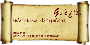 Görbicz Árpád névjegykártya